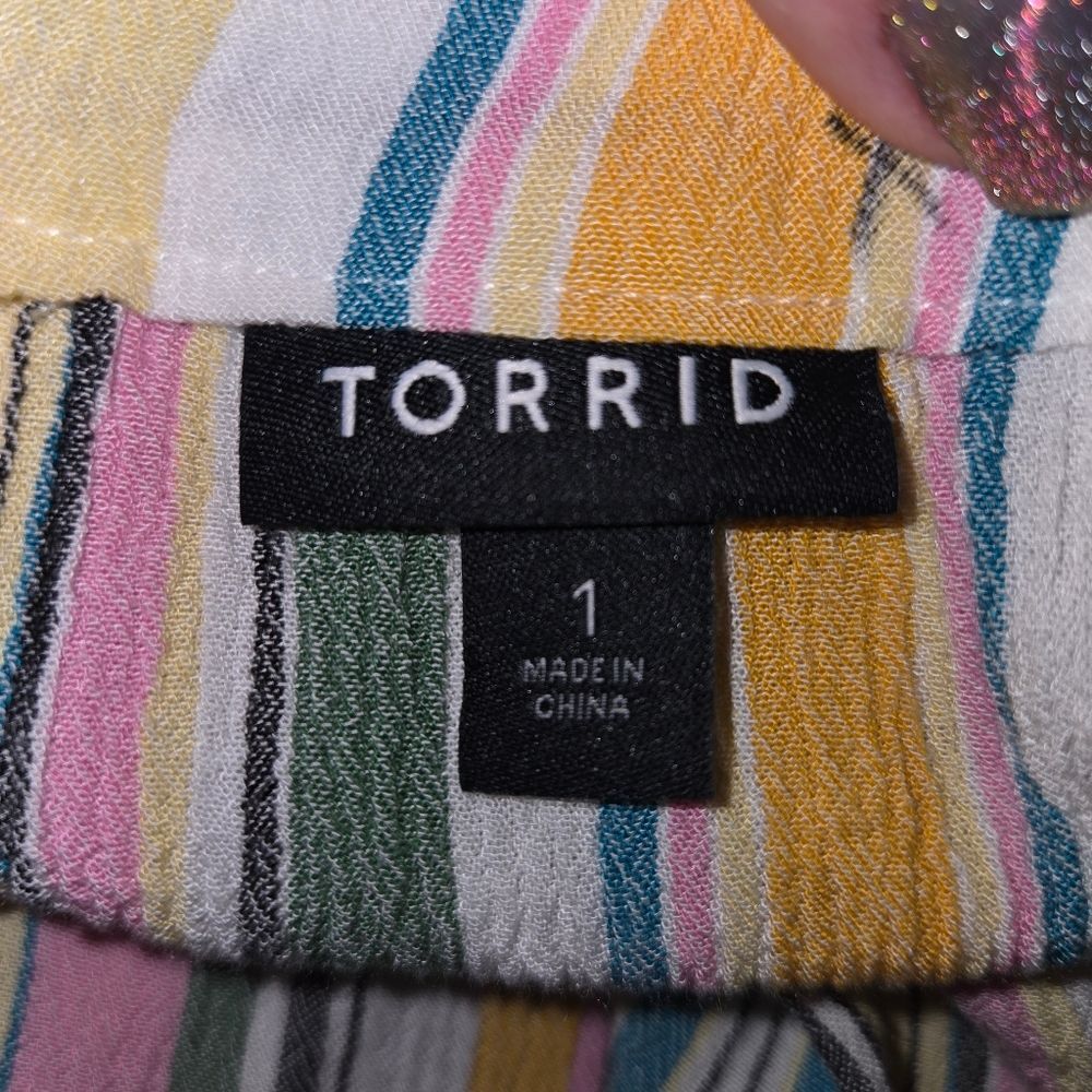 Torrid Multi-Stripe Gauze High Neck Tank Top Size 1 1x - Picture 6 of 7